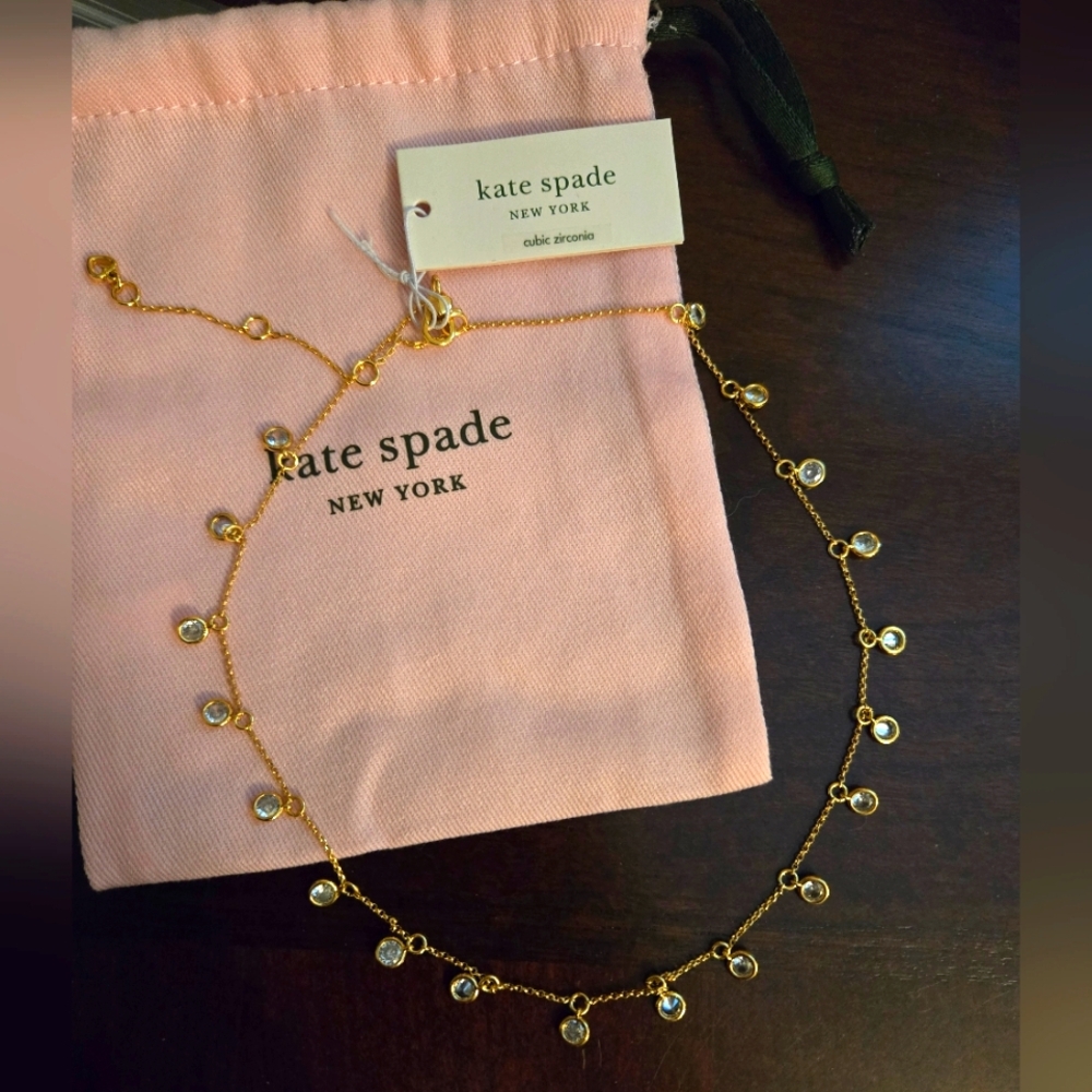 NWT Kate Spade Gold Necklace with Cubic Zirconia